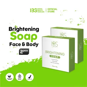 IBS Sabun Muka Brightening Soap (2 pcs Hijau) Perawatan Pencerah Mengurangi Flek Hitam Wajah Wanita Mencerahkan Halal Indah Beauty Skincare - Kusam, Mengencangkan
