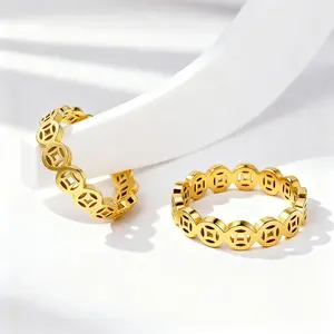 Bahan titanium steel, Cincin Koin Tembaga - Uang Berlipat-Lipat. Arti: rezeki yang terus mengalir (COD) DS01