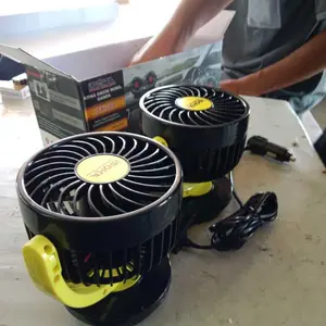 Kipas Angin Kendaraan Mobil  / Car Fan Double / Kipas Angin Double 1 Tombol Isoka 24v