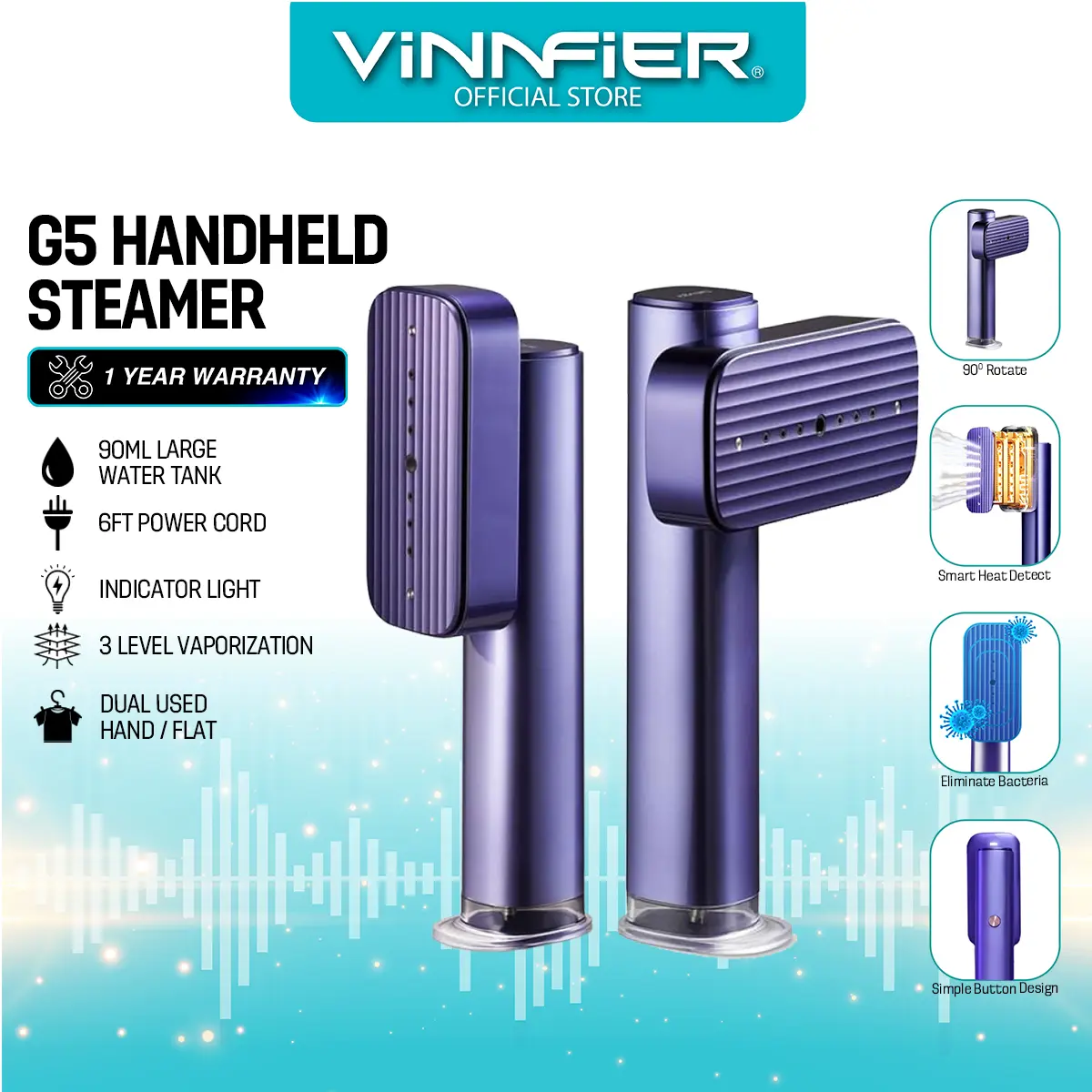 MIFIER G5 Electric Steamer Iron 2 in 1 Wet & Dry Handheld Steamer 1200W Flexible Switching Garment Steamer 1200W