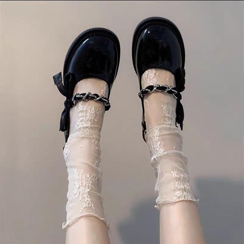Thin Style Lace Middle Cylinder Women Sock Jap Jk Academic Style Flower Hollow Out Refreshing Socks For Women 8