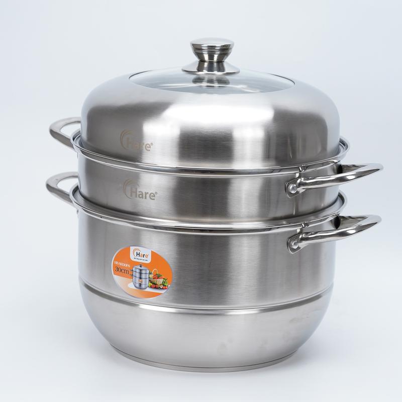 NỒI HẤP INOX 3 TẦNG ĐÁY NỒI 5 LỚP ĐUN TRÊN MỌI LOẠI BẾP HARE SIZE 28 30cm - Luộc gà đồ xôi hấp đồ ăn... - BỀN ĐẸP TIẾT KIỆM NĂNG LƯỢNG
