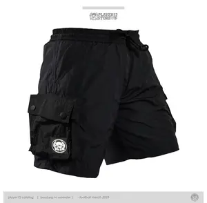PLAYER12 SHORTPANTS - CARGO SHORTPANTS - BLACK CRINGKLE