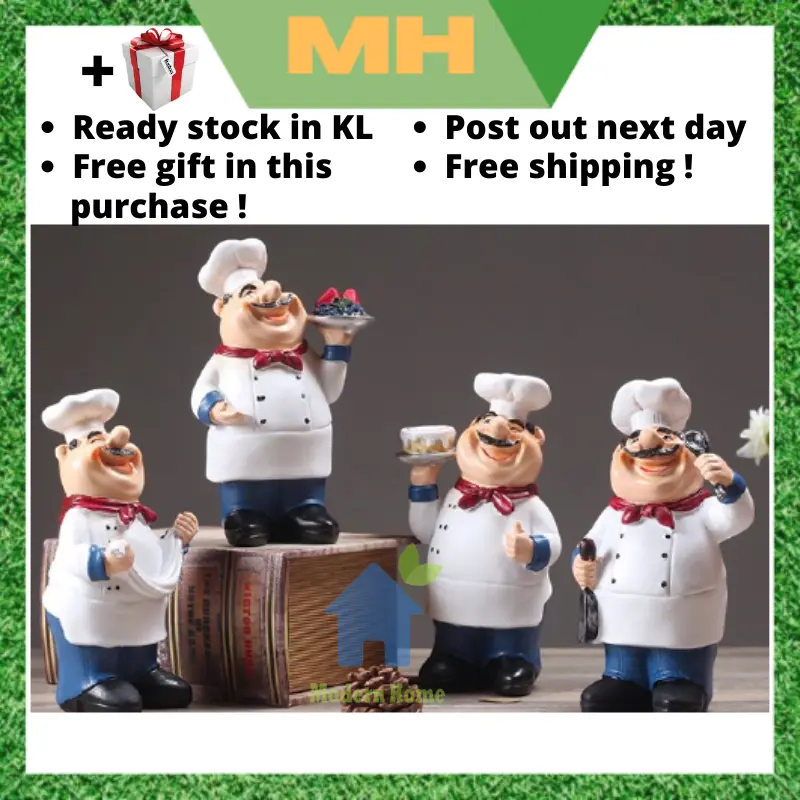 MH Kitchen Decoration Kitchen Deco Decor Resin Chef Statue Table Centerpiece Figurine Home Decor Household Items