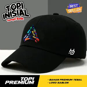 Topi baseball hitam premium logo inisial monoArt aksesoris fashion pria wanita dewasa