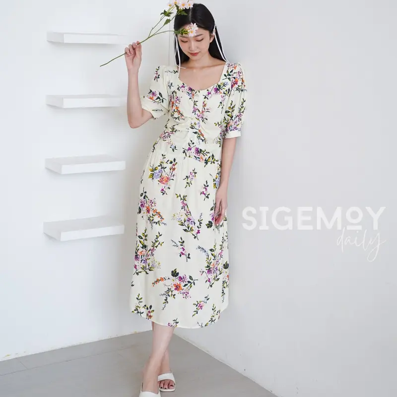 SIGEMOY DAILY -  FUJI DRESS - KOREAN VINTAGE DRESS DASTER NYAMAN BUMIL BUSUI FRIENDLY - SIGEMOY PAJAMAS 2