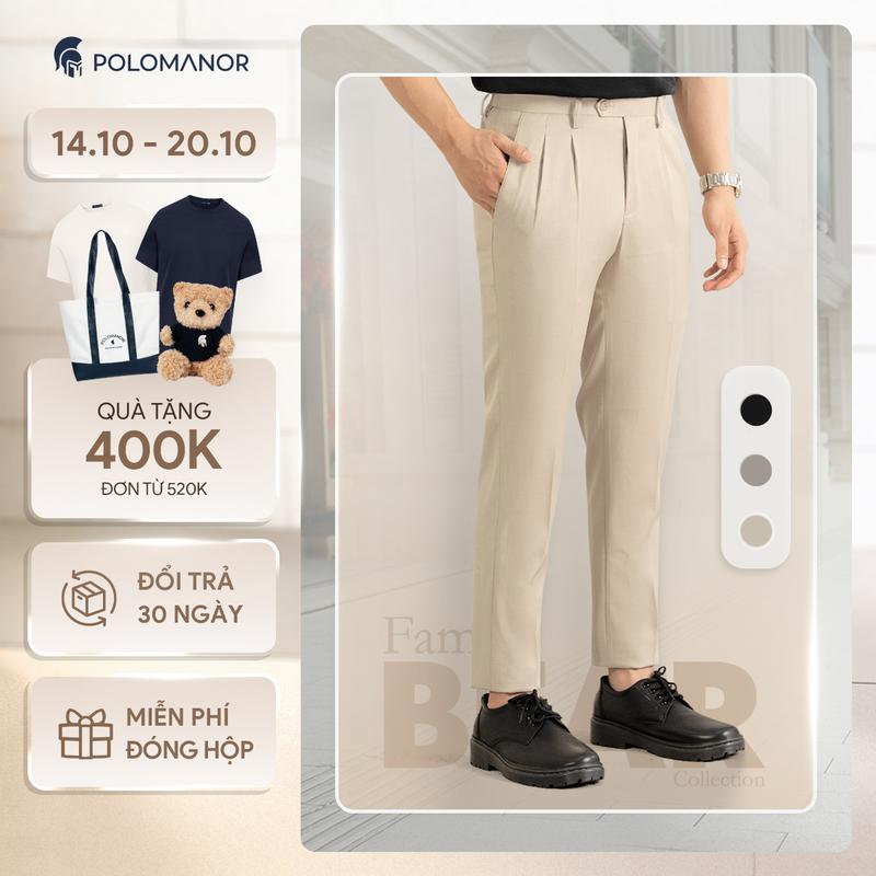 Quần dài tây nam CLASSIC PANTS, BST Social Circle vải tây cao cấp, kiểu dáng xếp li - POLOMANOR
