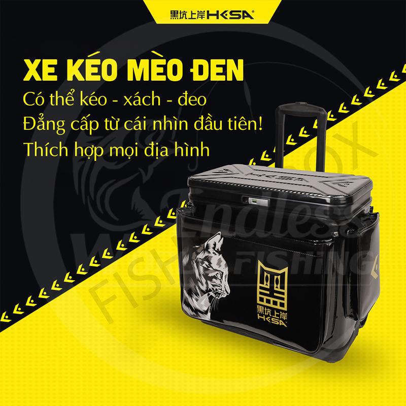  Thùng Xe Kéo Mèo Đen và Cảnh Trưởng HKSA - Đựng dụng cụ câu cá - Chính Hãng 