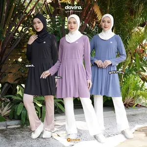 Zaneva - One Set Olahraga Davira Tunik X Kyra Pants | Stelan Celana Atasan Sporty Wanita Muslimah Stylish Adem