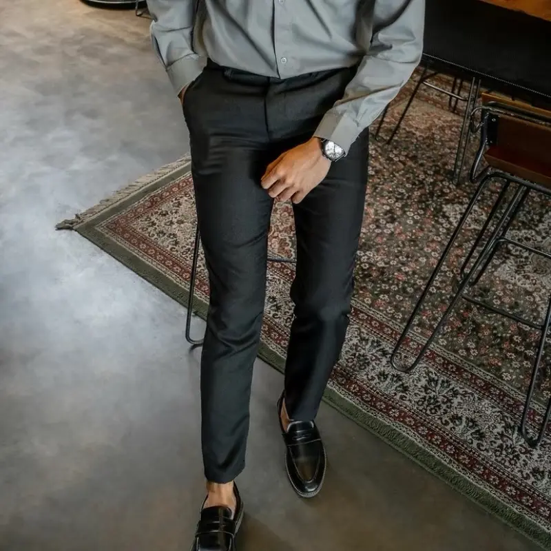 Celana Kantor Formal Slimfit Pria Panjang Kerja Dewasa Casual Hitam Chino Abu Muda Kain Navy 2