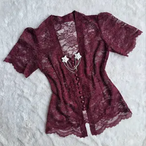 KEBAYA SEMI FRANCE PREMIUM dengan Hiasan Kancing Elegan Cocok untuk Berbagai Acara Atasan Wanita Ukuran S M L XL