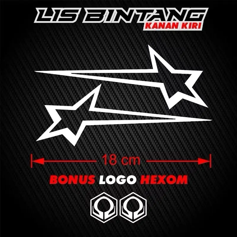 ￼Sticker cutting bintang jatuh 2pcs kanan kiri variasi body motor helm berkualitas Stiker cuting pasangan bintang untuk helmet sepeda montor kekinian Motorcycle 7