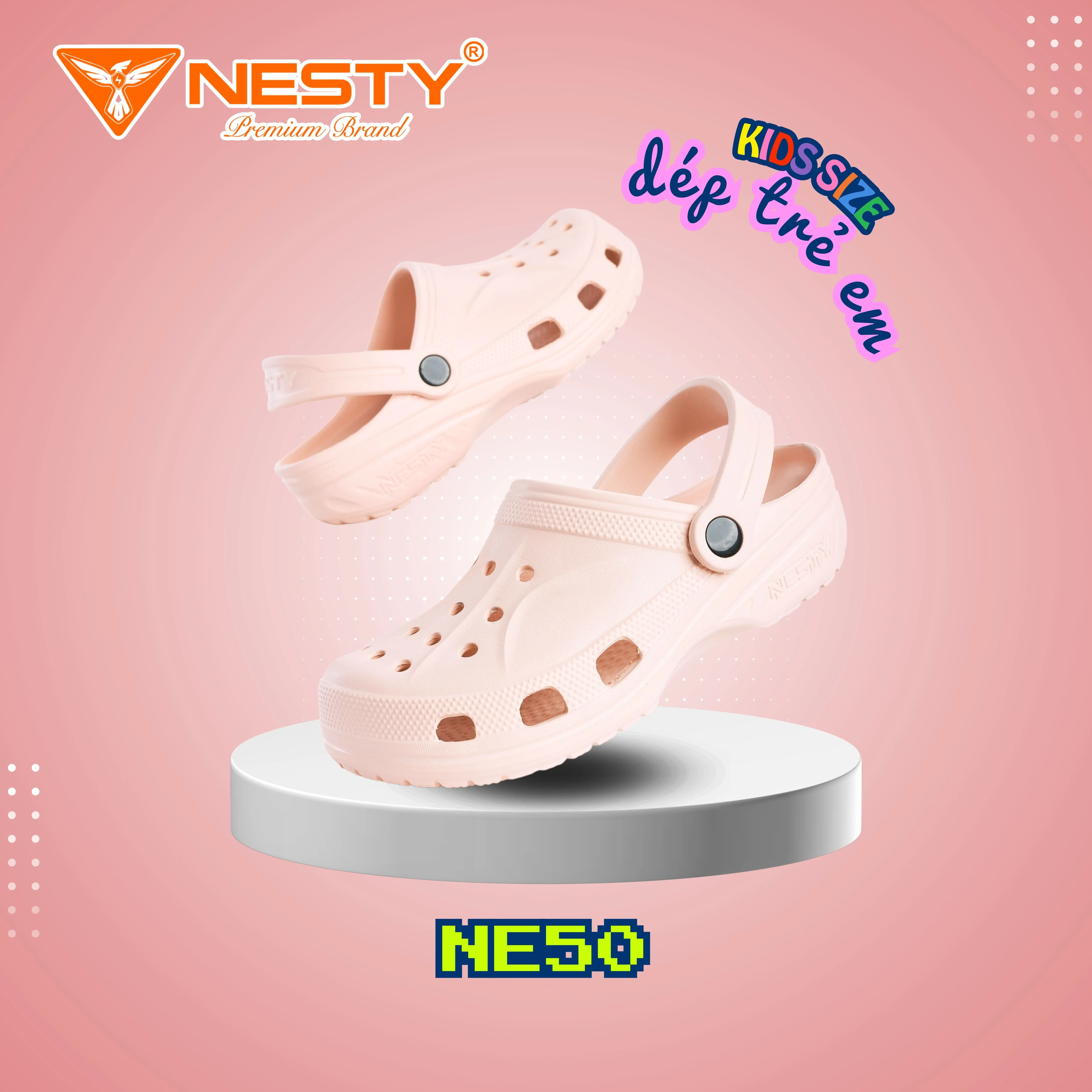 [NE50 KIDS] [TẶNG CHARM] DÉP SỤC TRẺ EM NGUYÊN KHỐI SIÊU NHẸ FULL SIZE GIA ĐÌNH [KO1]