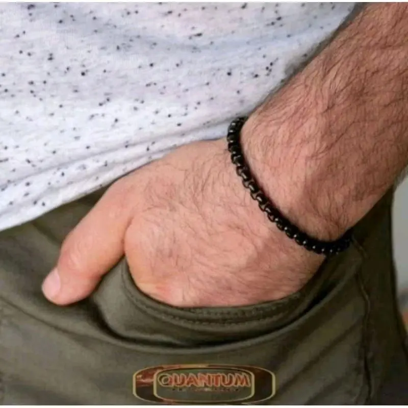 Gelang Titanium Model Rolo Hitam Tahan Karat dan Tahan Lama - Bracelets Elegan Tali 1