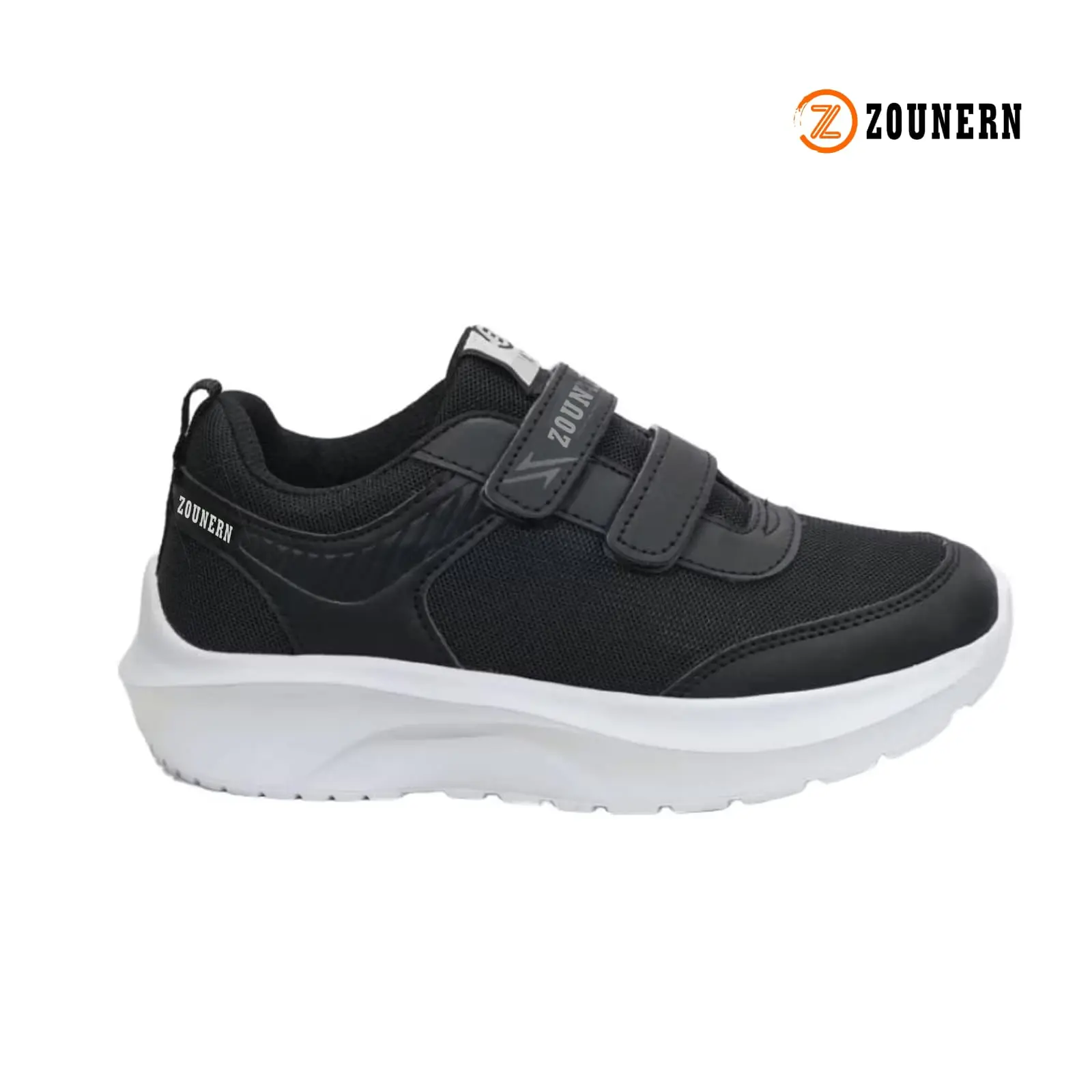 Zounern Sepatusekolahan Anak Laki-Laki & Perempuan Model Velcro Strap terbaru 100% Original Desain Sederhana Fungsional Kualitas Terjamin