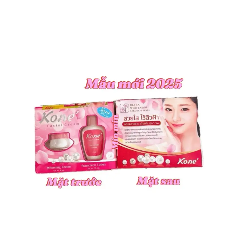 [combo 5 hộp] kem dưỡng da, hổ trợ da mụn, thâm sạm nám tàn nhang, Kone Thái Lan (1 sét gồm 1 kem dưỡng + 1 chai nước) 2
