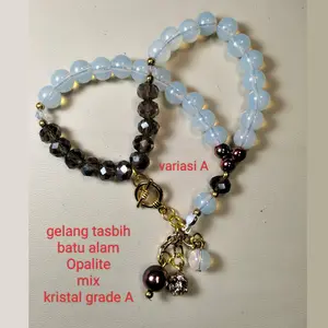 Moonstone - Gelang Tasbih - Batu Alam Moonstone  & Kristal Grade A - Elegan, Energi Healing, Spiritual -