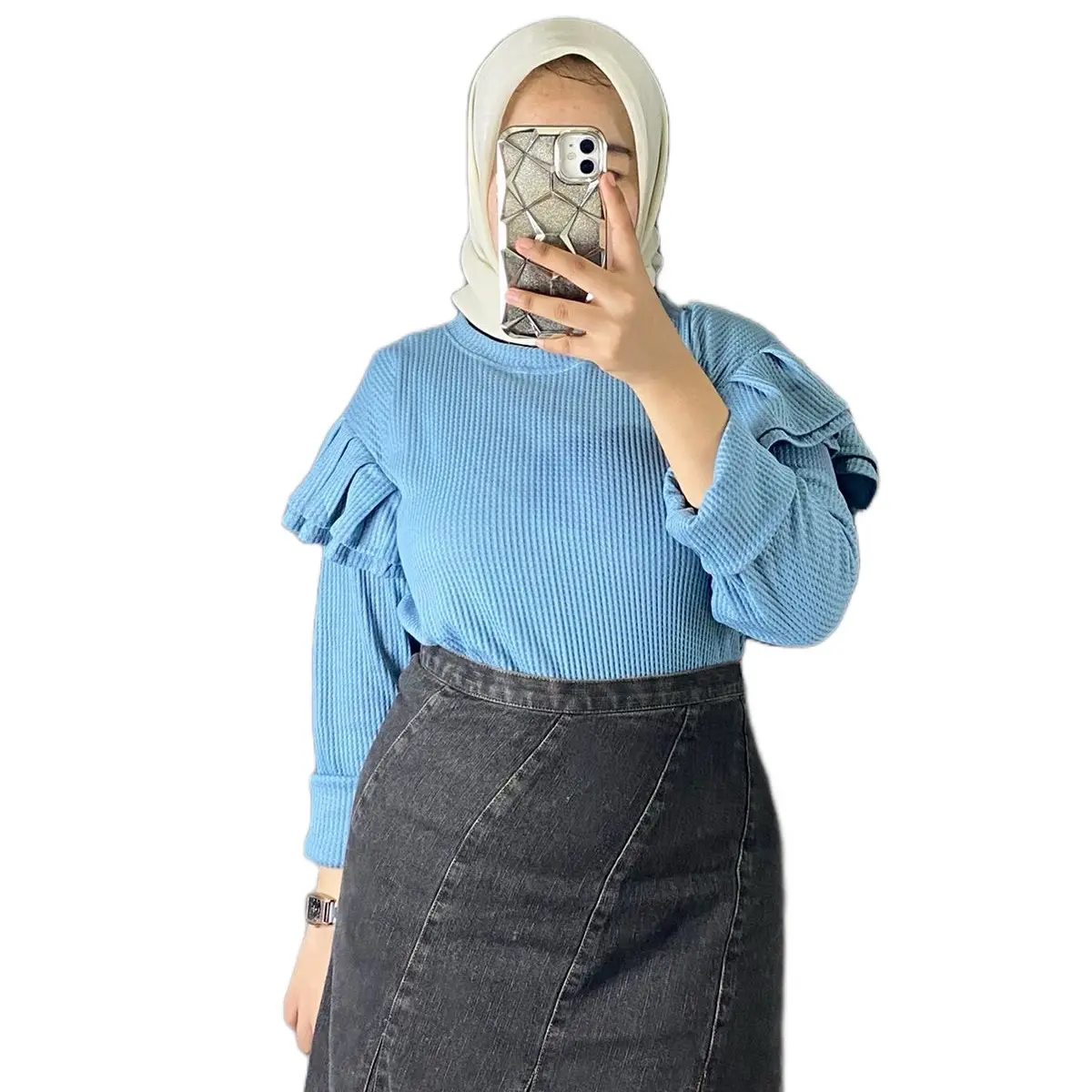 ATASA BLOUSE WANITA RUMBAI POLOS PUNDAK LOOK WAFFLE PREMIUN QUALTY STEL LOOK KOREA