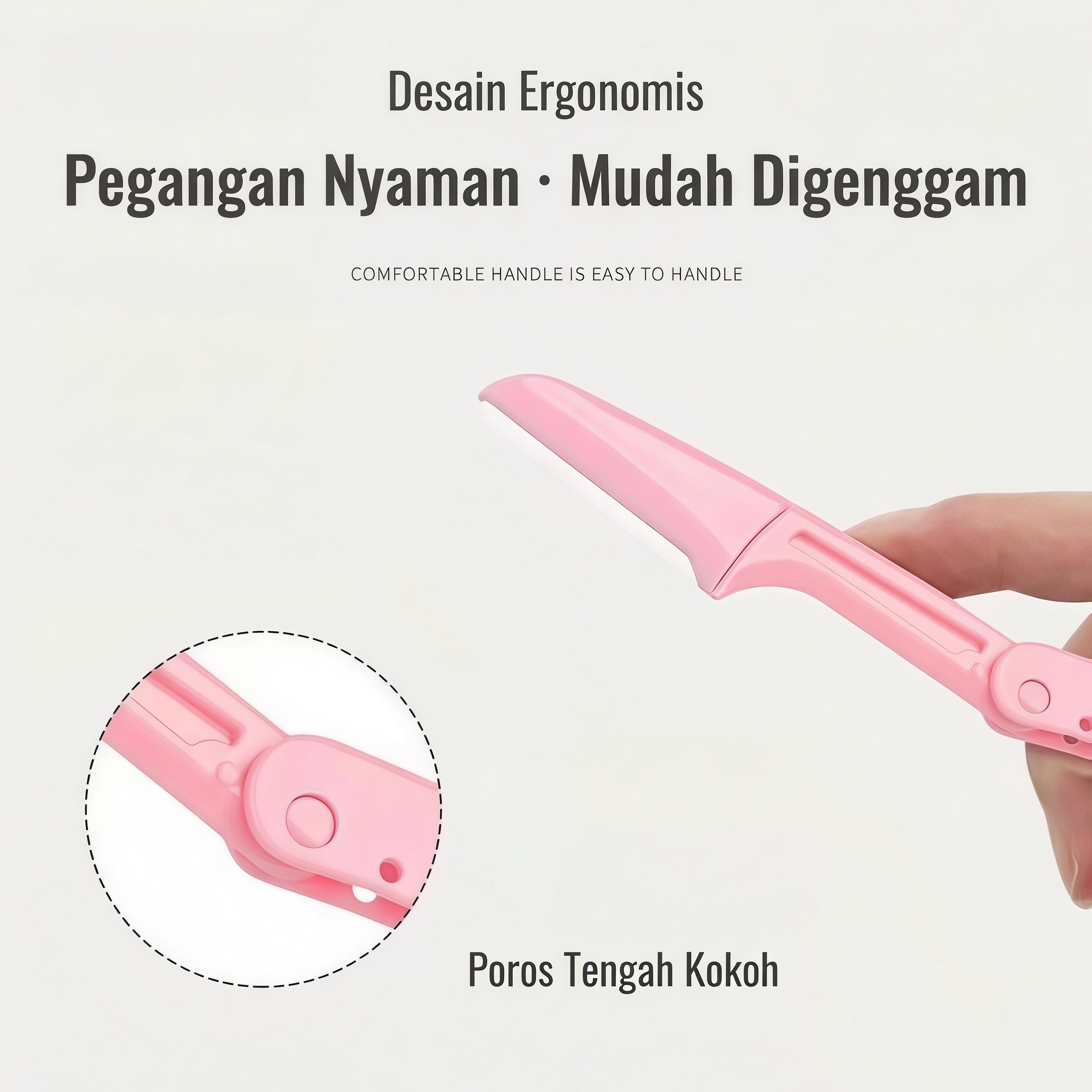 【Sam's market】Pisau Cukur Alis Wanita Aman Mudah Dikuasai oleh Pemula 3 Pcs dalam 1 Kotak Cocok untuk Pemula Anti-Gores Kuku Lipstick Pembest Seller