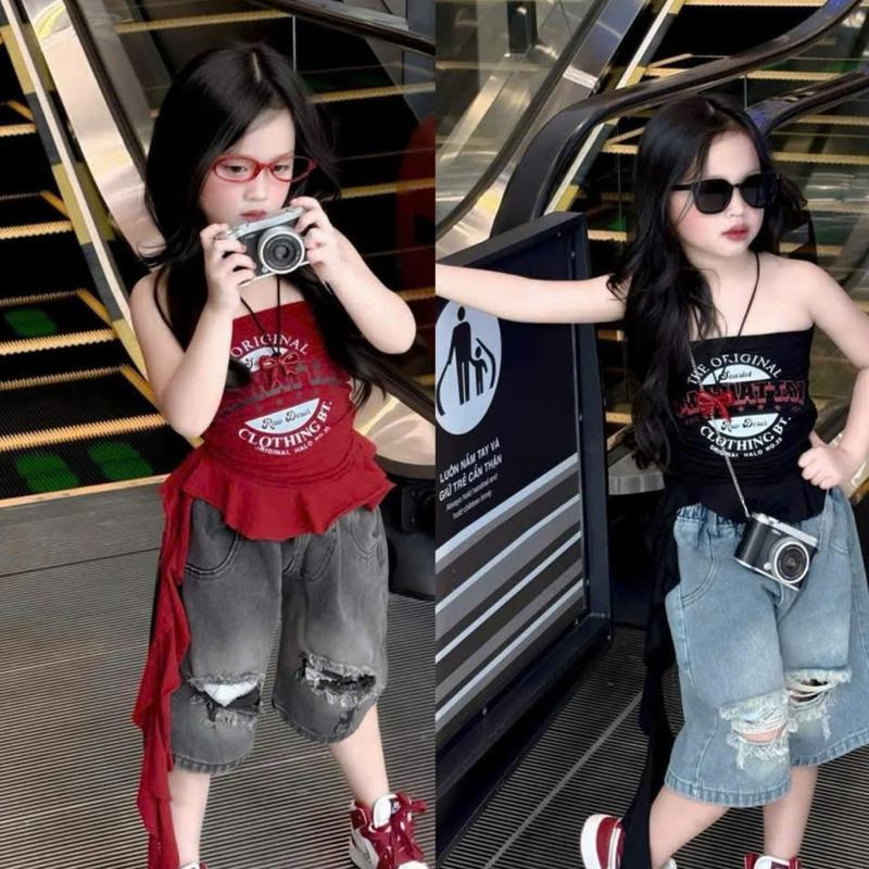 [Lumy] - Sét áo thun kèm quần Jean mềm cho bé Gái chất liệu mềm mát đủ sizxe 8-35kg (JEan 10 Clothing)