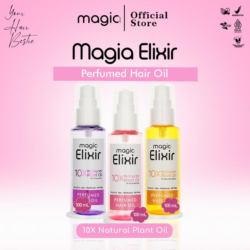 Magia Elixir Series 100ml Hair oil untuk menutrisi serta membuat rambut menjadi berkilau tanpa lepek Haircare Vitamin 1