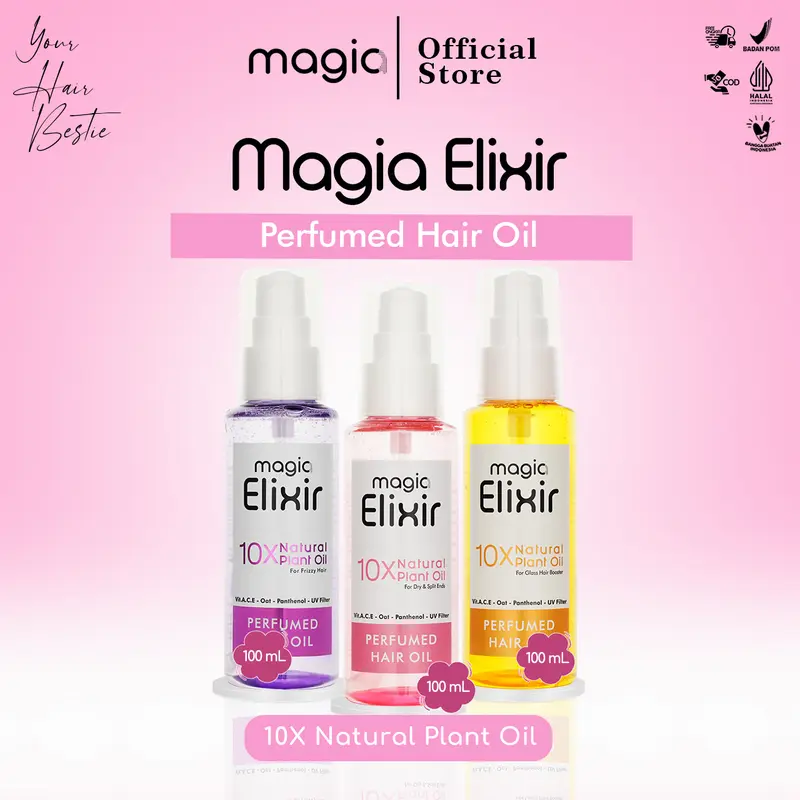 Magia Elixir Series 100ml Hair oil untuk menutrisi serta membuat rambut menjadi berkilau tanpa lepek Haircare Vitamin 0
