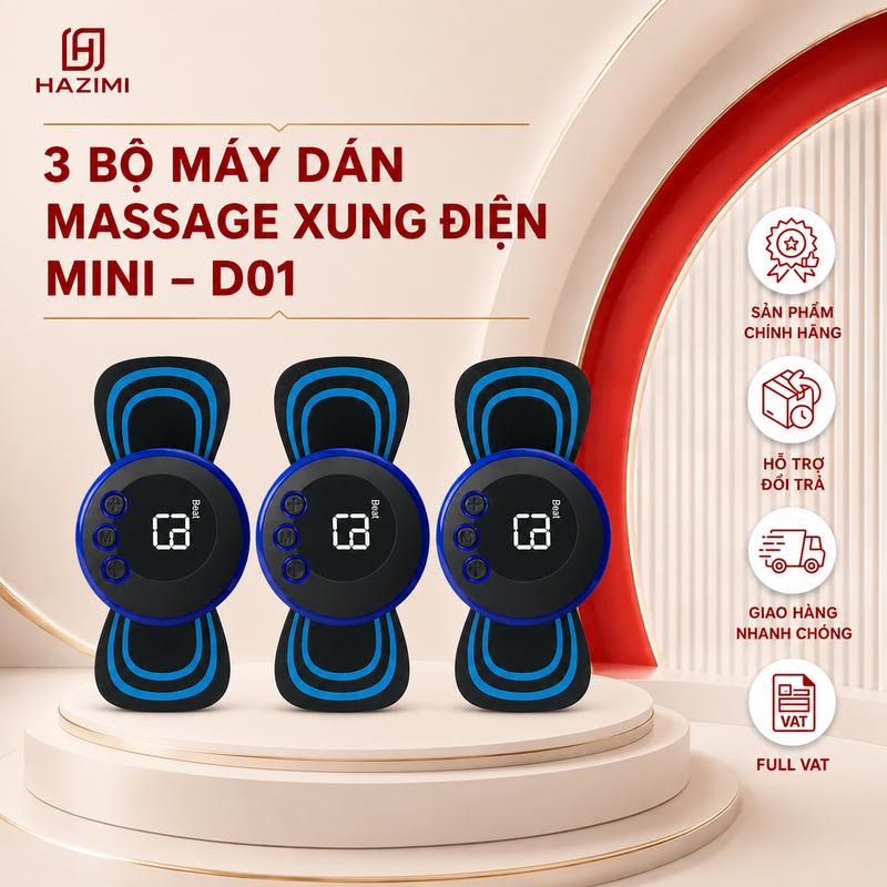 COMBO 3 Bộ Máy Dán Massage Xung Điện Mini Thế Hệ Mới HAZIMI, Massage Thư Giãn Bằng Xung Điện Học, Với 8 Chế Độ Massage