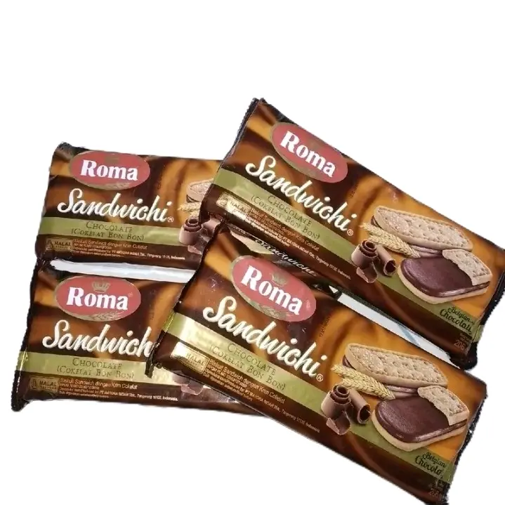 Paket 4pcs Roma sandwichi coklat @157g biskuit dengan krim coklat Cemilan Camilan Food sus