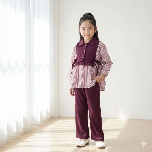 KHALISA ONE SET ANAK PEREMPUAN II SET BAHAN KATUN SALUR MIX KNIT 2-10 Thn KEKINIAN Fashion anak dengan Desain Trendy dan Nyaman