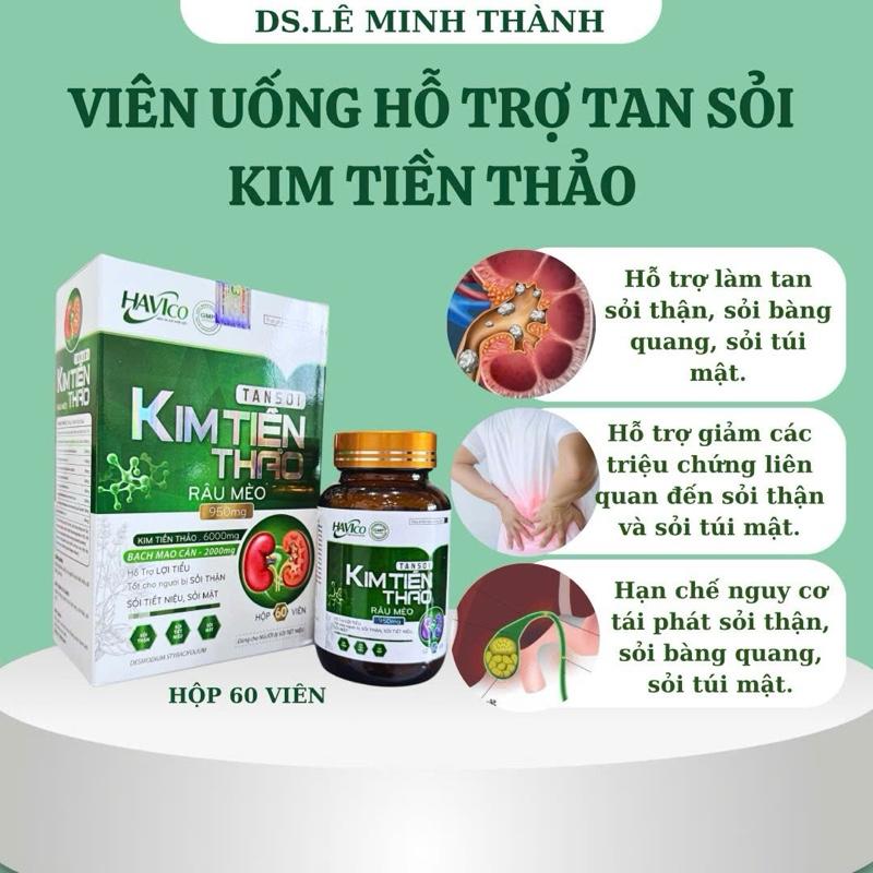  Kim Tiền Thảo hổ trợ tan sỏi thận sỏi túi mật Hộp 60 viên 