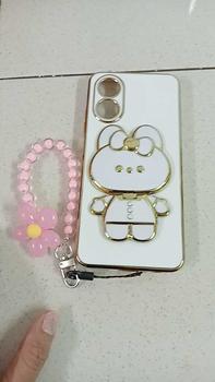 Product Review of Casing Oppo A17 A97 A98 5G A38 A78 4G A58 4G A58 5G A78 5G phone case TPU 3D rabbit stereo stand ultra thin electroplated soft case shock protection case with bracelet from H**a T**🇰 0