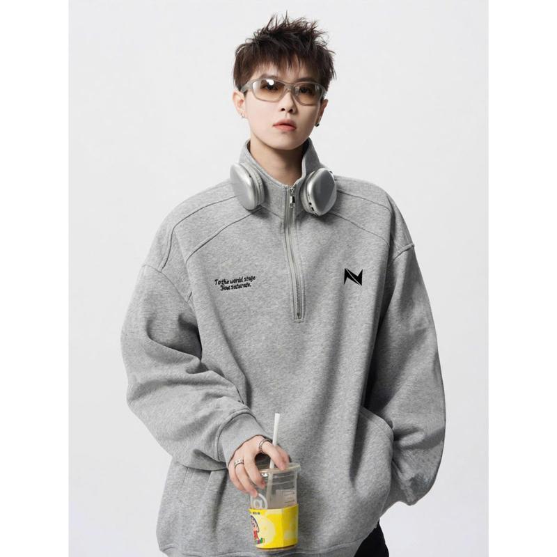   DEAL MỞ BÁN  Áo Sweater Cổ Cao Unisex Nobleman Form Rộng Tay Dài Phong Cách Hàn Quốc 