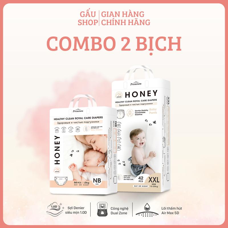 [ LIVE ] 2 BỊCH Tã Bỉm Honey Premium Siêu Mềm Mại, Thấm Hút Tốt, Chính Hãng Cho Bé Yêu