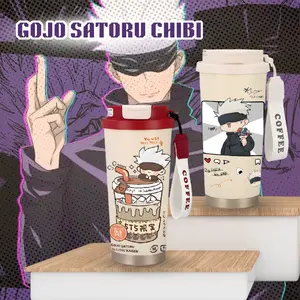 Tumbler Anime Jujutsu Kaisen Chibi Lucu 500ml Stainless Steel 316 Sedotan Portable Botol Minum Aesthetics Gojo Satoru Yuji Itadori Megumi Fushiguro dan Nobara Kugisaki
