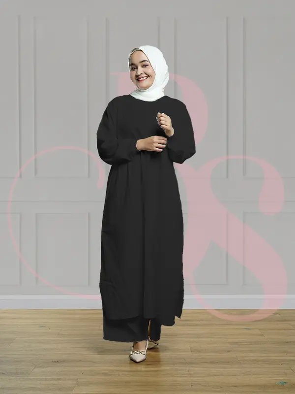 Beautyshirt~Setelan Wanita Dewasa Zhea Set + Celana Panjang Kulot Bahan Linen Polos LD 110Cm Fit To XL Jumbo Atasan Baju 7