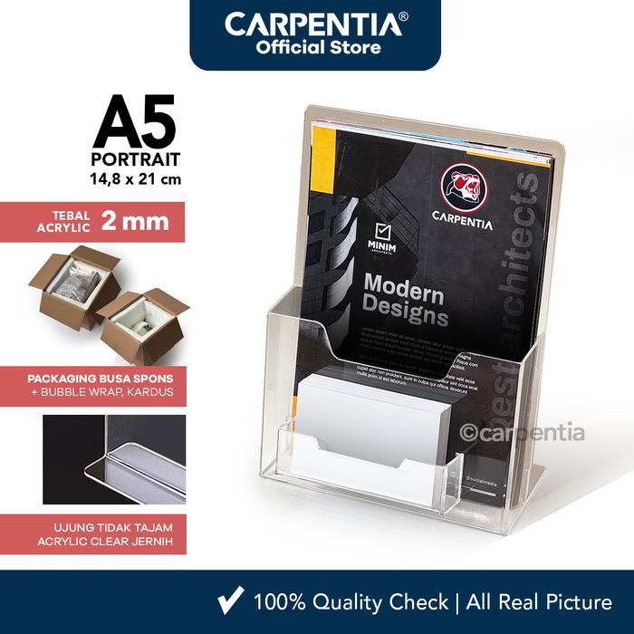 Gambar Carpentia | Brochure Holder Acrylic dengan Kartu Nama - Tempat Brosur Akrilik A5 - Brosur Tipe K dari Carpentia Indonesia Kota Tangerang Selatan Tokopedia
