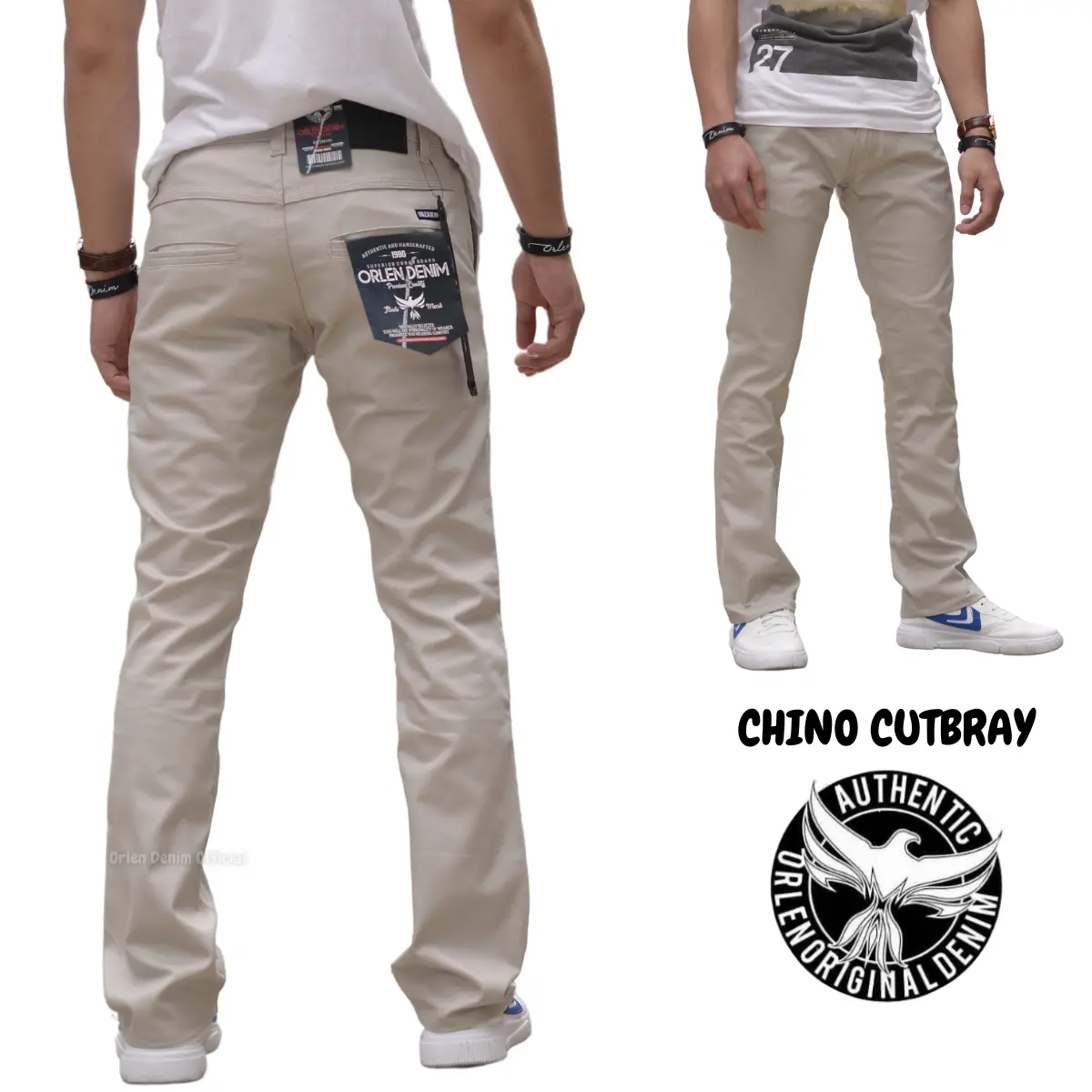 ORLEN DENIM Celana Cutbray Pria Panjang Bahan Katun Stretch Melar Chino Semi Cutbray Bootcut Hitam Cutbray pant Fit