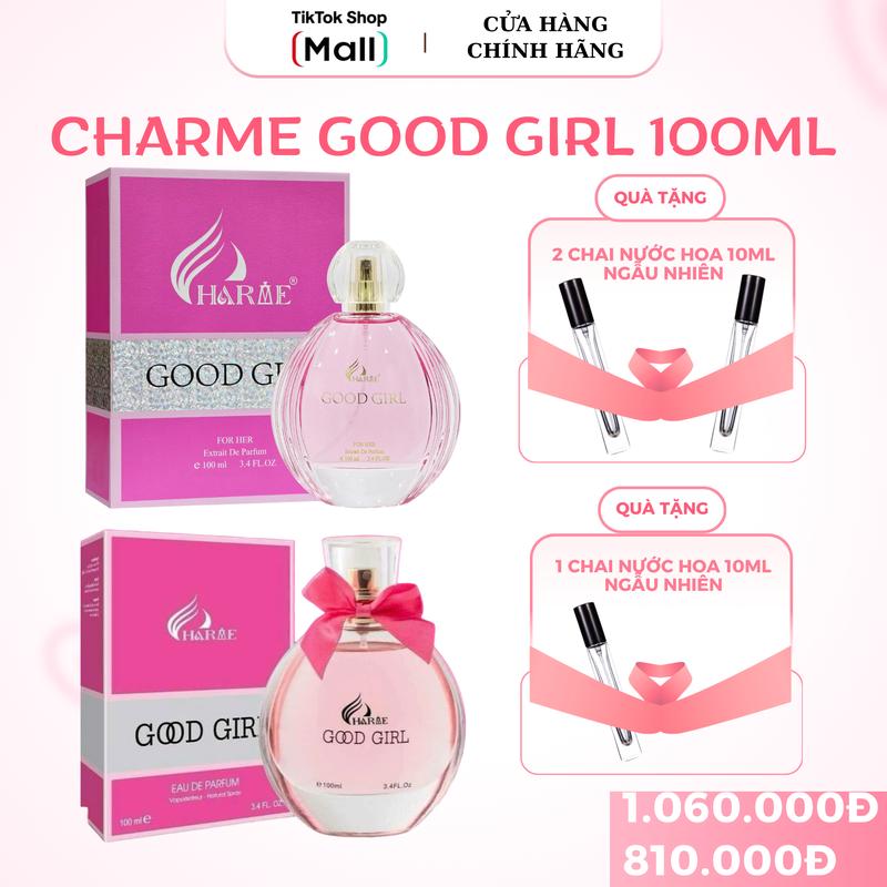 [ Kèm 1 chai nước hoa 10ml ngẫu nhiên ] Nước Hoa Nữ Charme Good Girl 100ml Mẫu Cũ- [ Kèm 2 Chai Nước Hoa 10ml ] Charme Good Girl 100ml Mẫu Mới Women Cosmetic Xịt Thơm Perfume