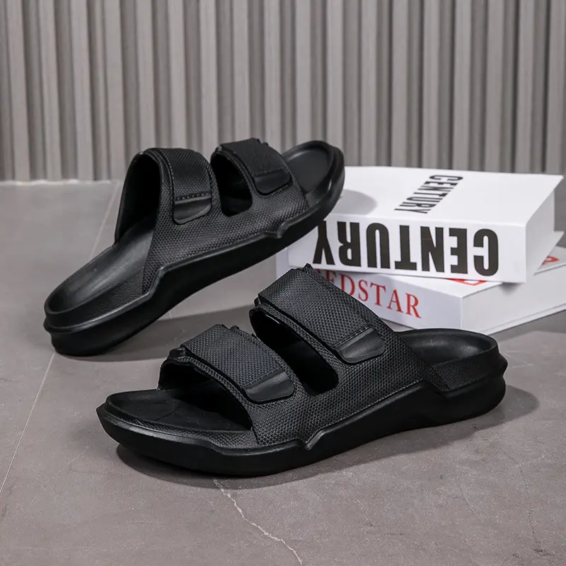 Hitam Sandal Platform Pria Tinggi Sandal Pria Kekinian Dewasa Sandal Cowok Pria Sandal Slide Pria Sendal Flat Selop Rumah 2024 New Style
