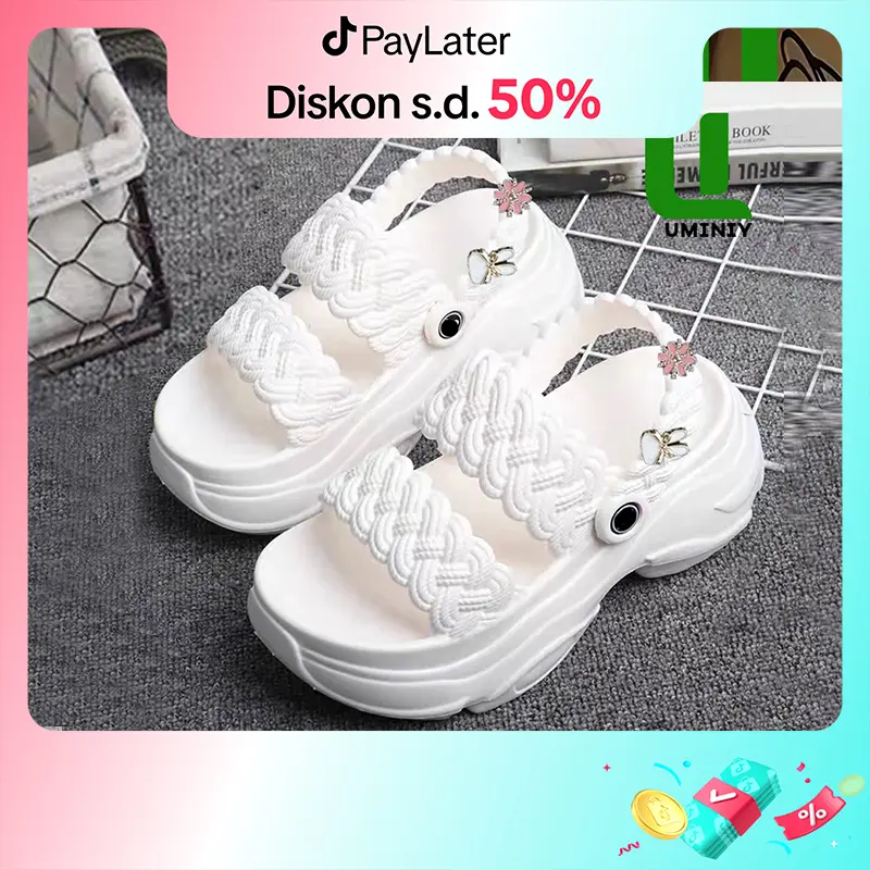 UMINIY Sandal Wanita Kekinian Terbaru 2024 Sol Tebal Dan Non-slip EVA Sandal Wedges Wanita