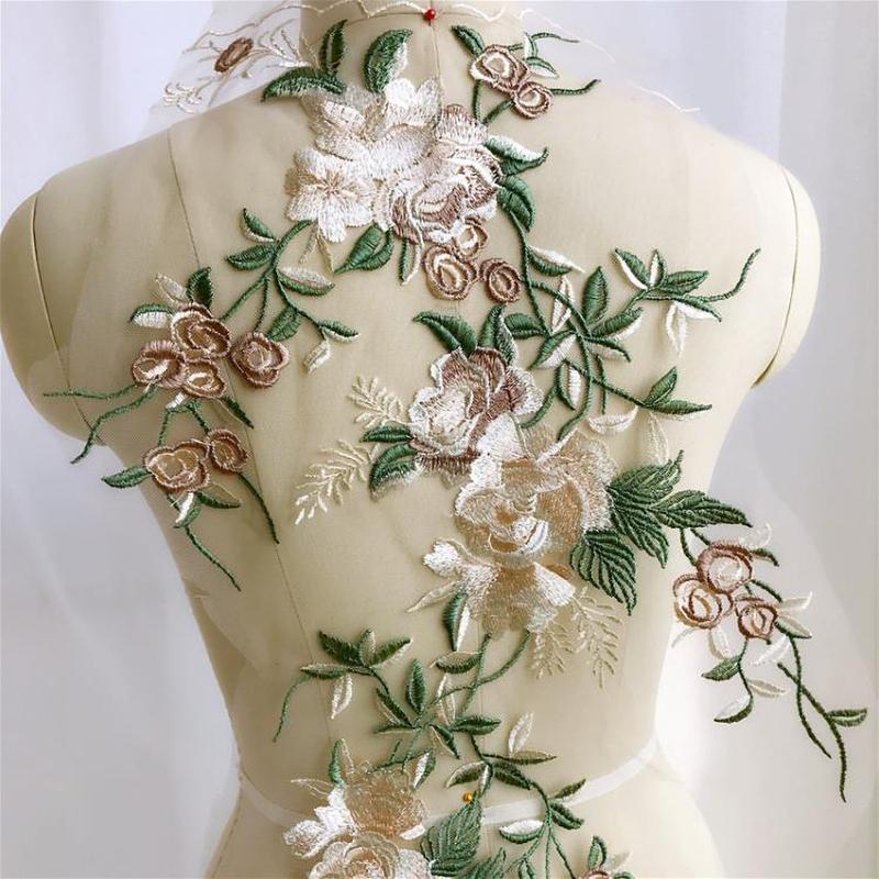 Product Introduction of 1 Set Flower Embroidery Patch For Wedding Dress Clothing Sew On Floral Patches Diy 13