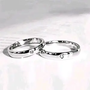 Cincin titanium wanita ring permata satu silver