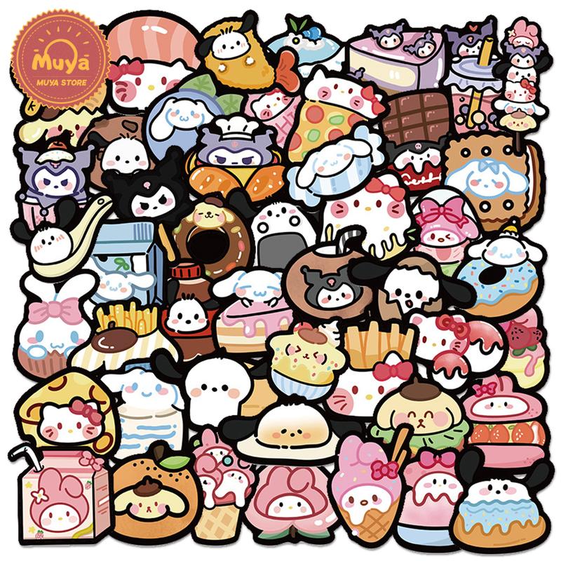 MUYA 50pcs Cartoon Sanrio Food Stickers Waterproof Kawaii Kuromi ...