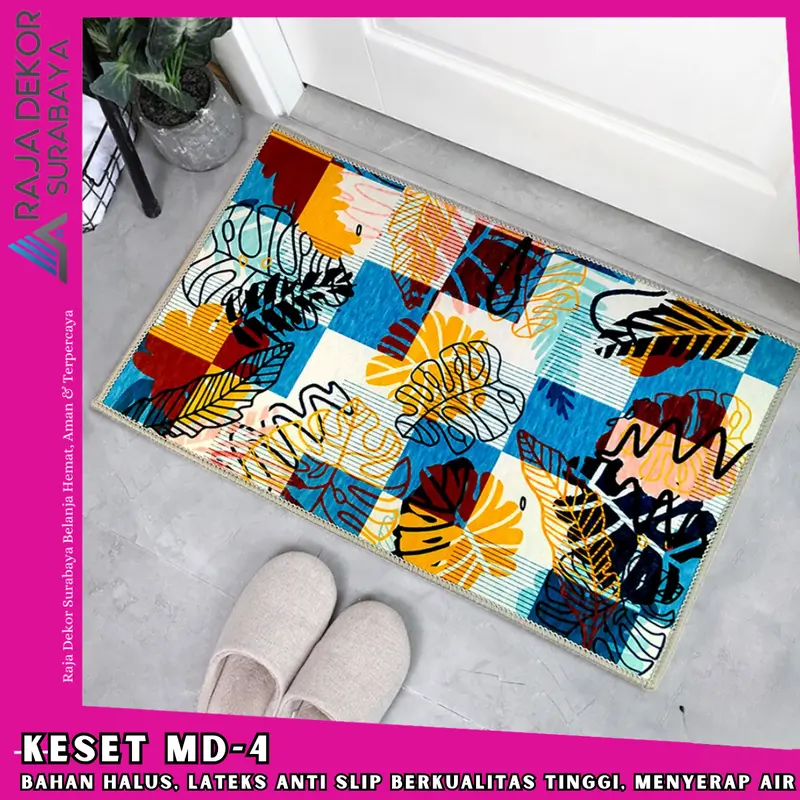 RajaDekor - Keset Polyester Ukuran 40 x 60 cm Keset Kaki Anti Slip Berbagai Motif Bisa COD Lantai Dekorasi 4