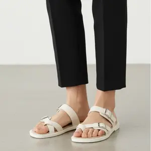 Syaila ~  Sandal Wanita Platform wedges 3 cm Style Korea Kekinian Aesthetic Empuk Kulit Sintetis cream Size 37-40 Shoes Flat Cewek Sendal