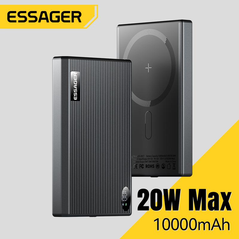 Pin Sạc Dự Phòng Không Dây Mỏng, Essager, Từ Tính, 20W, 10000mAh, Sạc Nhanh Cầm Tay Pin Ngoài Tương Thích Với Magsafe, Tương Thích Với iPhone 16, 15, 14, 13 Phụ Kiện