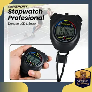 Stopwatch Olahraga Waterproof genggam Digtal LCD + Strap