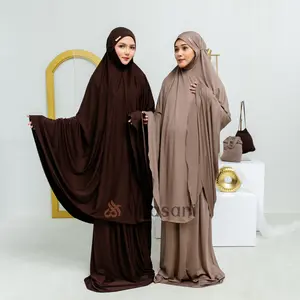 Mukena Jersey Malaysia jumbo Syahda Atasan Bawahan Muslim Dewasa Traveling Renda Mukenah