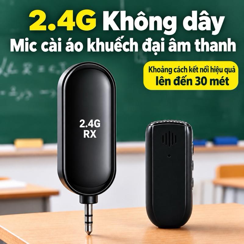 Mic Cài Áo Đa Năng 2.4G - Sử Dụng cho Loa Trợ Giảng