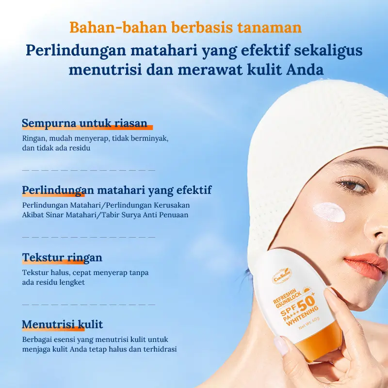 【+30000 untuk 2PC】Memrefresh Sunscreen,Yellow Hat Sunscreen,UV Protection SPF50+ PA+++ Facial Kuning Wajah Muka Berjerawat 1
